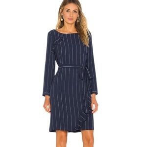 Banana Republic Pin Striped Ruffle Accent Dress Navy Size XS